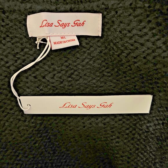 Lisa Says Gah Cece Turtleneck Sweater Size M/L Black Ink Bow Knit Oversized Cozy - Picture 11 of 14